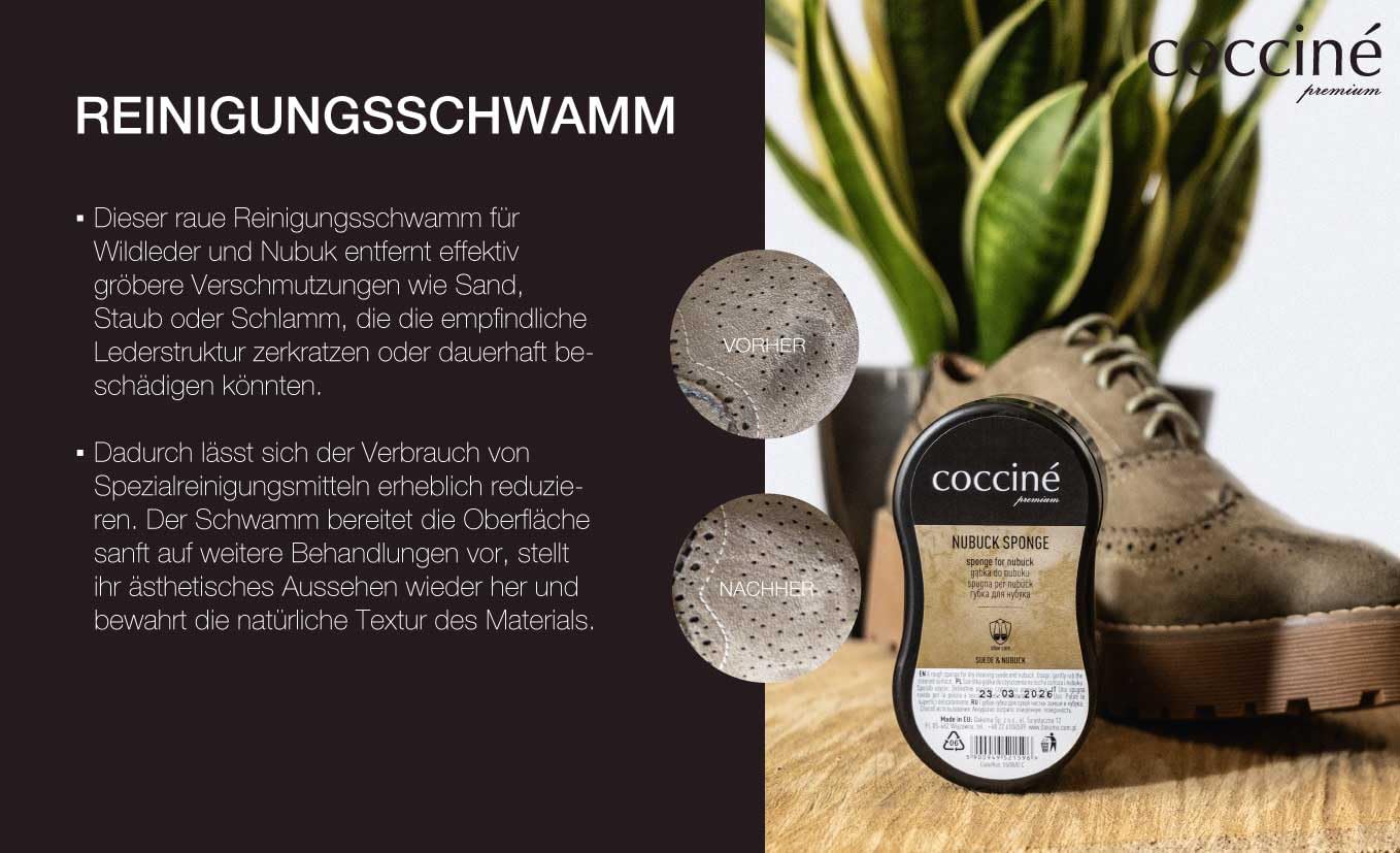 Cocciné - Kit de nettoyage pour daim et nubuck - Entretien des chaussures - Protection de la couleur - Chaussures en daim - Nettoyage et imperméabilisation des chaussures en daim - Kit de nettoyage et