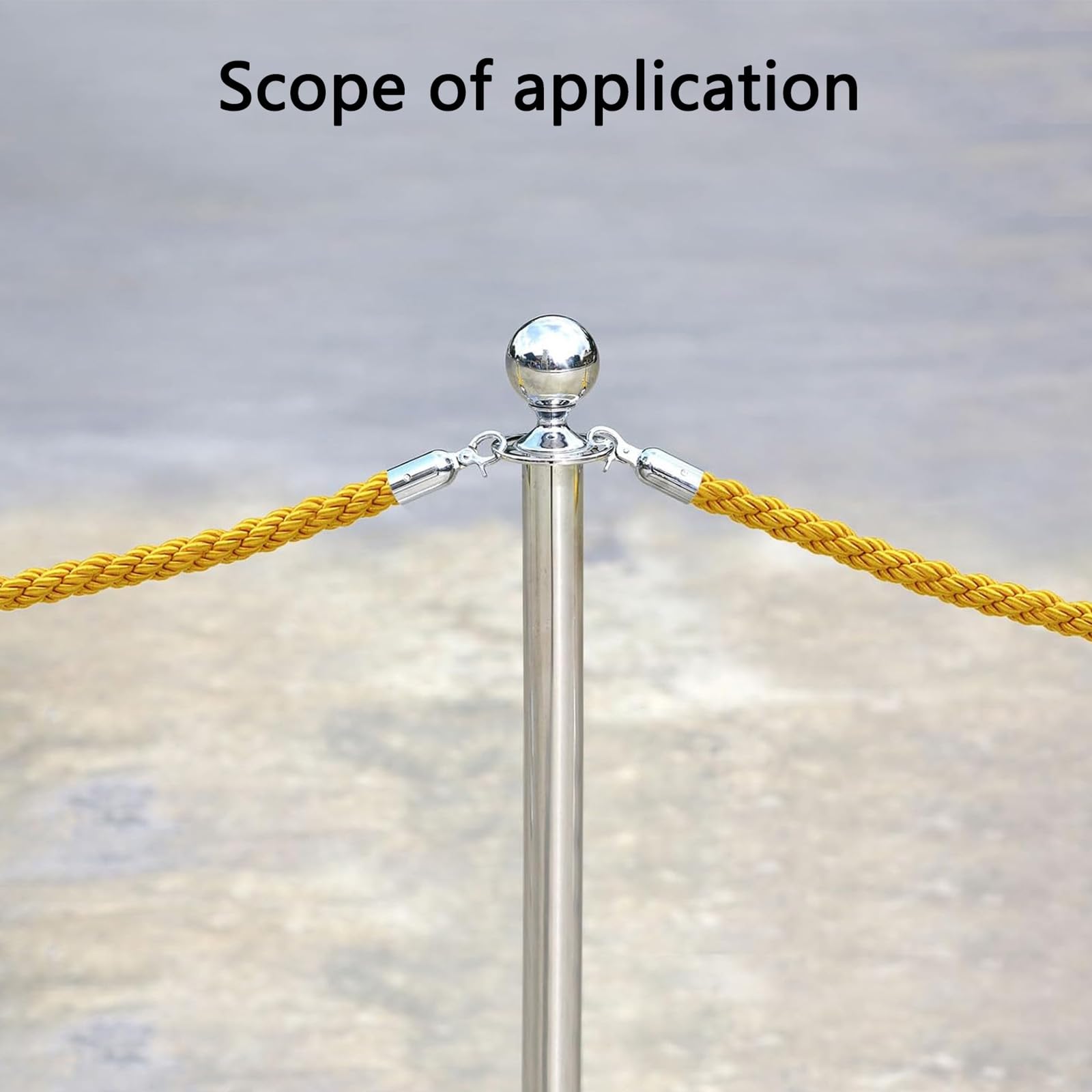 Corde de barrière jaune de 2 m – Corde de contrôle de foule de qualité supérieure avec crochet argenté pour événements, hôtels et gestion de ligne – Disponible en options de 0,6 cm