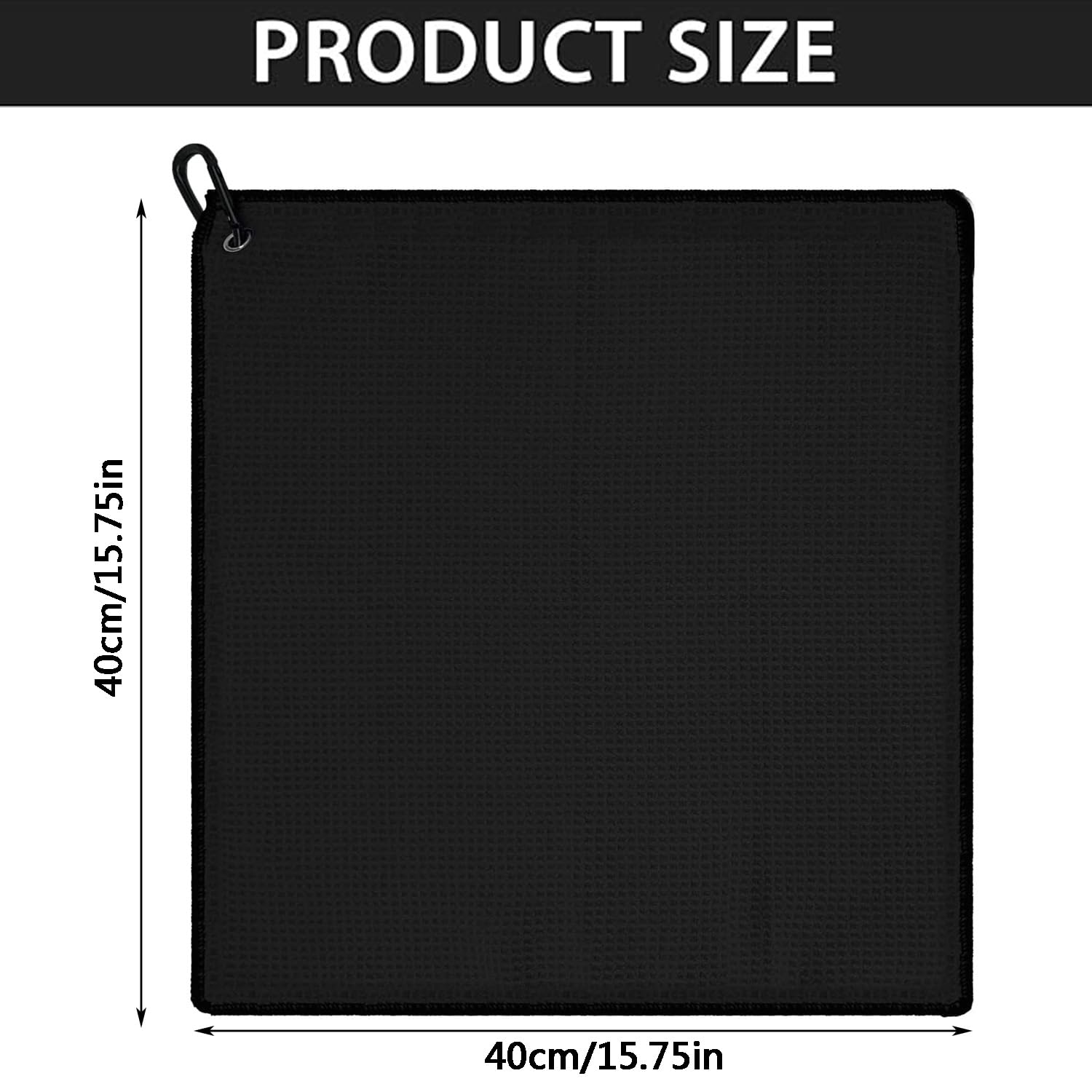 MEISO Toallas de Golf Microfibra 40xcm Ultra Absorbente Mosquetón Diseño Gofre Secado Rápido Negro