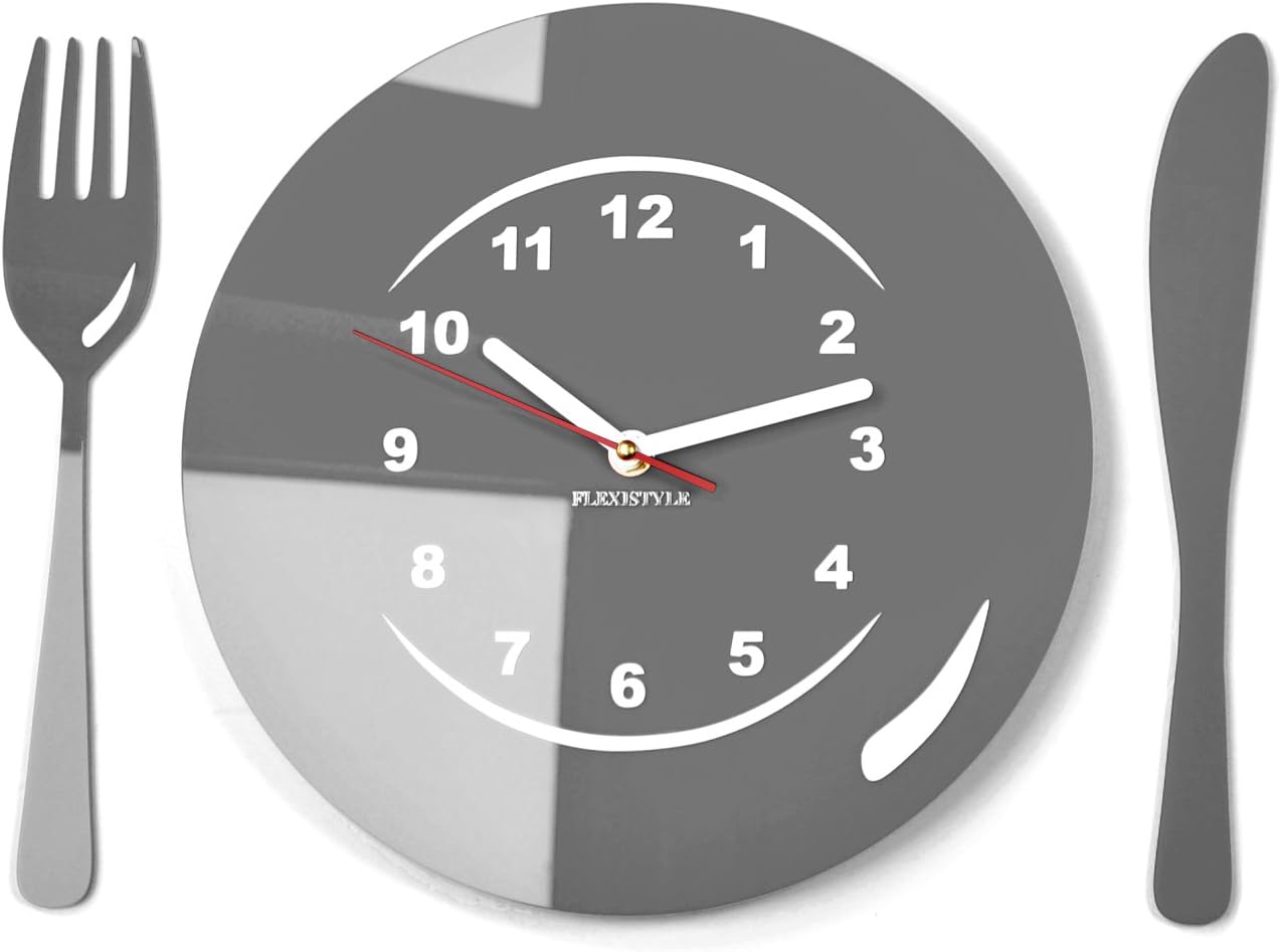 Modern Wall Clock Purple Table Setting, Kitchen Clock Violet, Dining Room, Restaurant, 3D DIY,