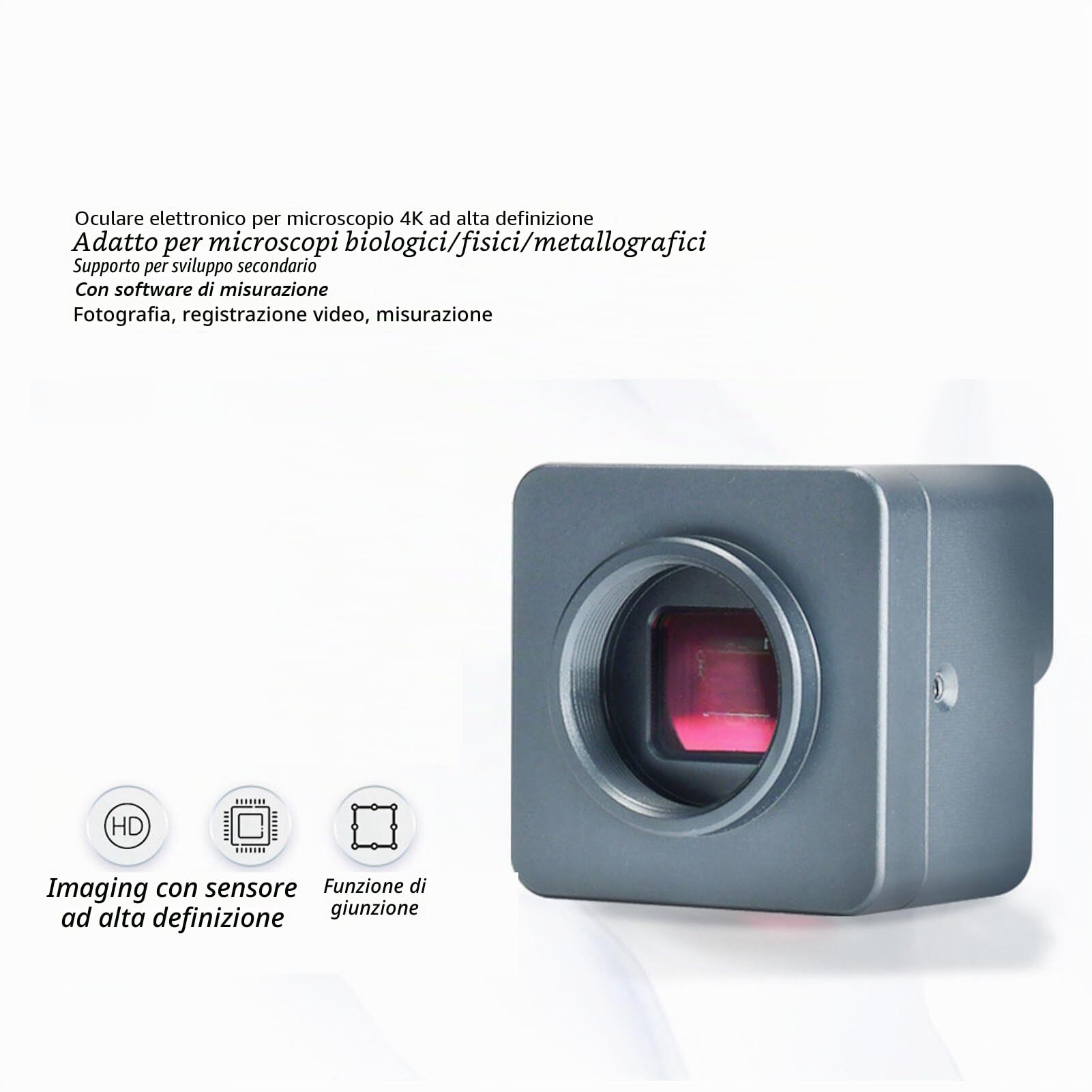 Camera Microscopio Digitale USB 4K 8MP con Obiettivo Zoom 0,5x e Adattatore 30 Mm 30,5 Mm Compatibile con XP 7 10 11 OS X