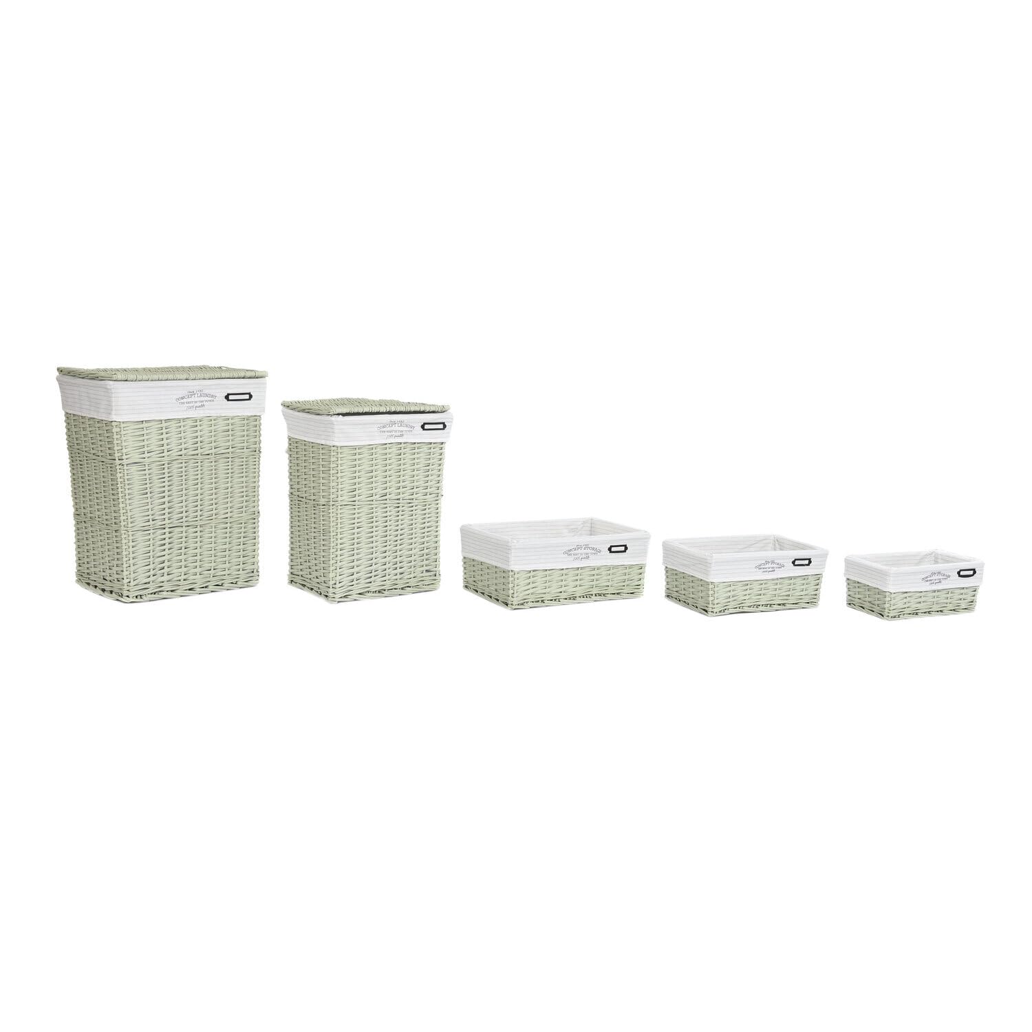 CESTA ROPA SET 5 MIMBRE POLIESTER 44X34X56 VERDE