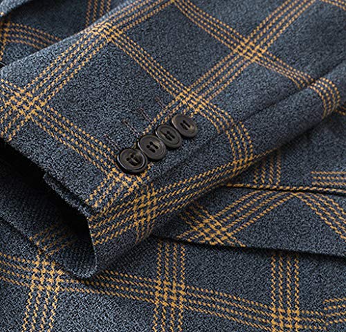 Mens Slim Fit Tweed Wool Check Plaid Tuxedo 3 Pieces Blazer Vest Pant4