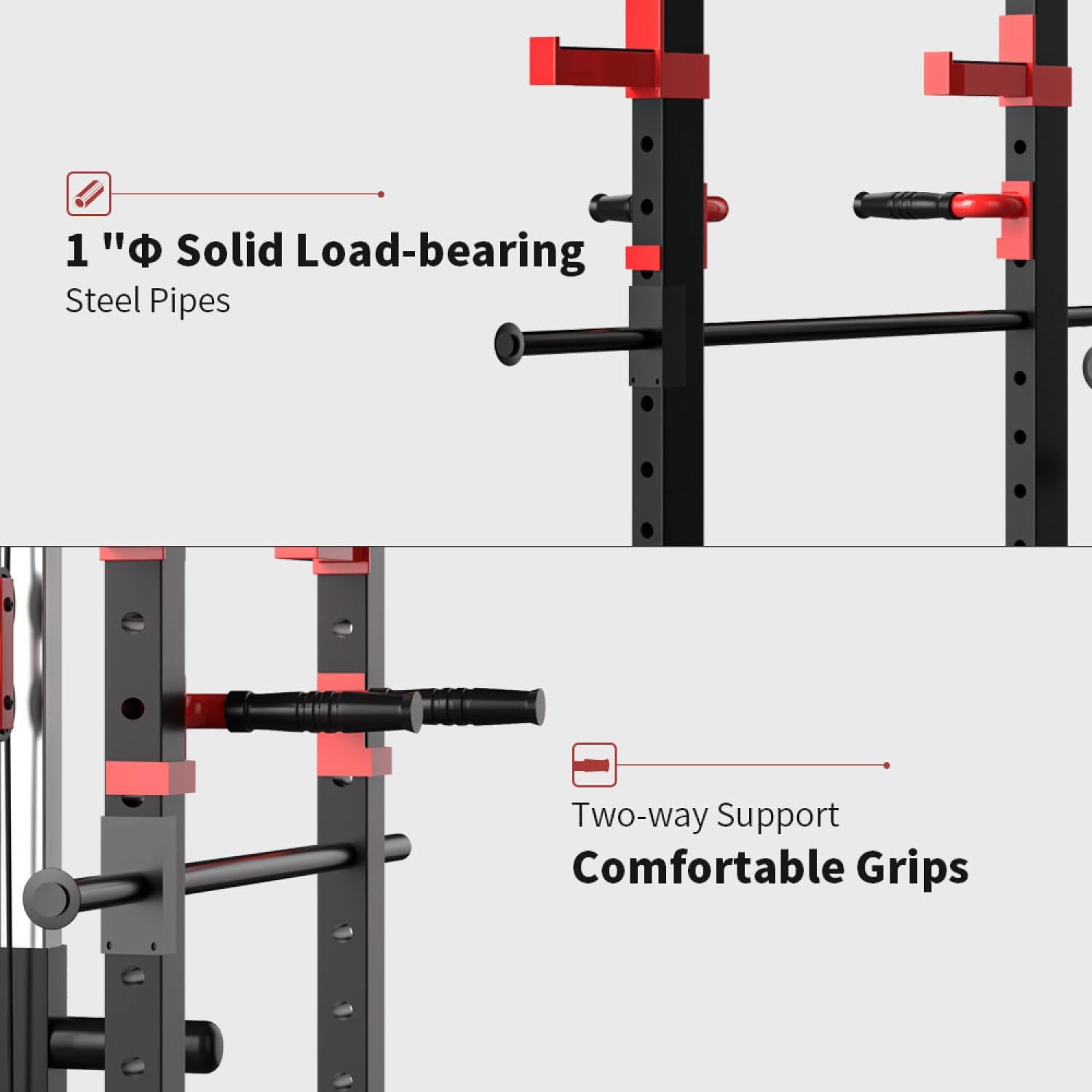 Multi-functional Power Cage, Home Adjustable Pullup Squat Rack 1000Lbs Capacity