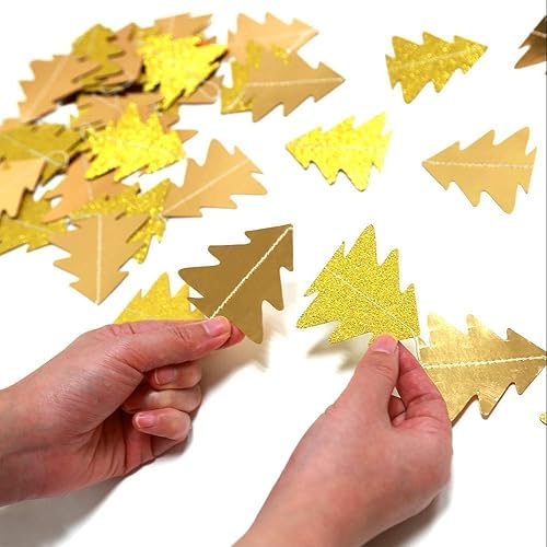 Miniatura 34 de Cheerland Guirnalda de árbol de oro rosa con serpentina de Navidad, decoración de fiesta temática de bosque, telón de fondo colgante de Navidad, Oro