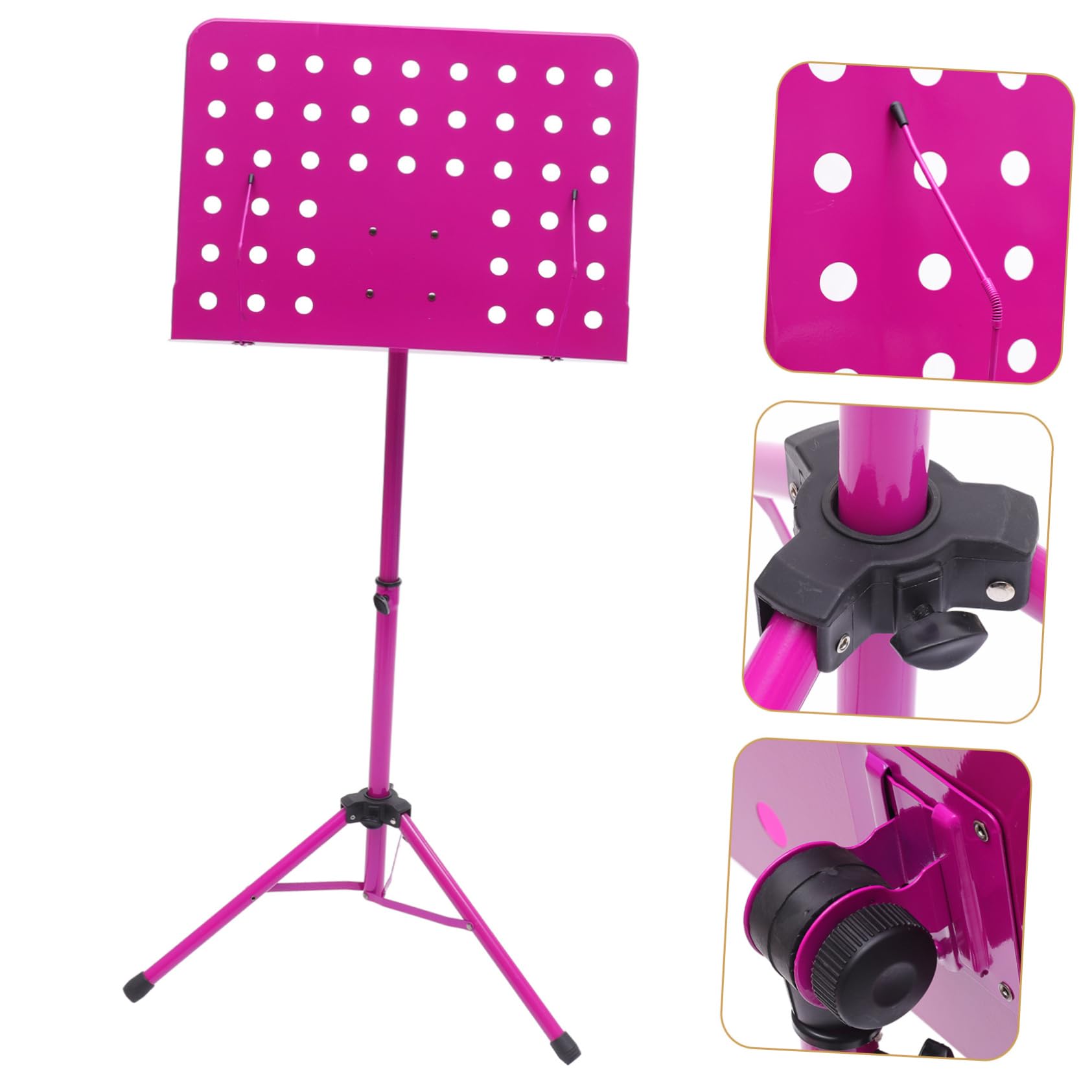 Atril para Partituras Plegable Telescópico de Aleación de Aluminio Rosa | Ligero y Fácil de Transportar, para Guitarra y Violín, Incluye Bolsa de Almacenamiento Color Aleatorio