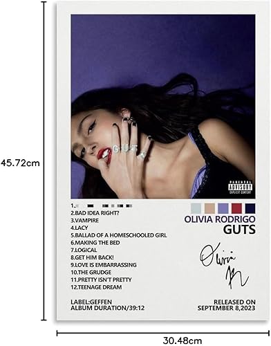 Miniatura 7 de MOMYO Póster de Olivia de Rodrigo Guts para habitación, estética, lienzo, decoración de dormitorio, 12 x 18 pulgadas (11.8 x 17.7 in)