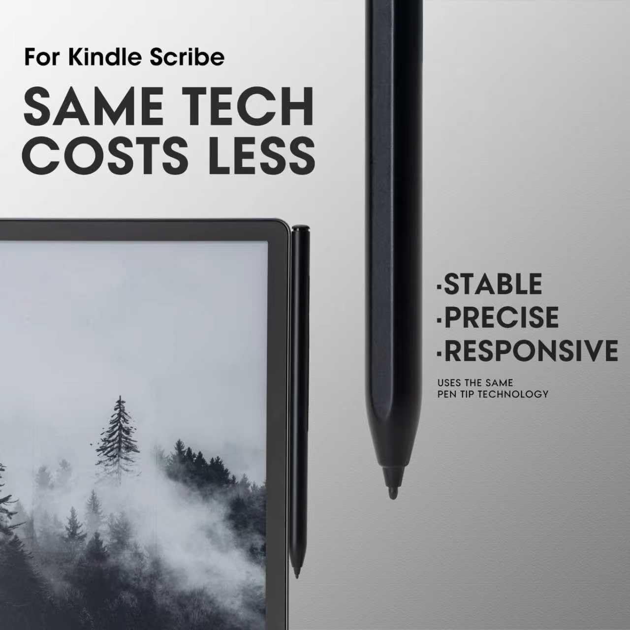 Stilo magnetico per Kindle Scribe Pen con gomma, ricambio per penna notevole 2 con gomma, penna EMR per Kindle Scribe Stylus, sensibilità alla pressione 4096, rifiuto palmo, supporto inclinabile con 5