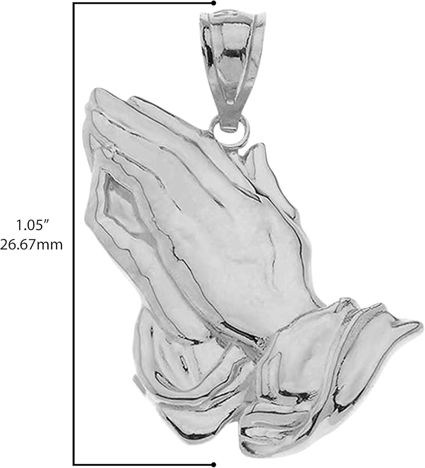 Religious Jewelry .925 Sterling Silver Praying Hands 1” Pendant - Choose Pendant Only or Necklace w/ 16”-22” Chain - Image 4