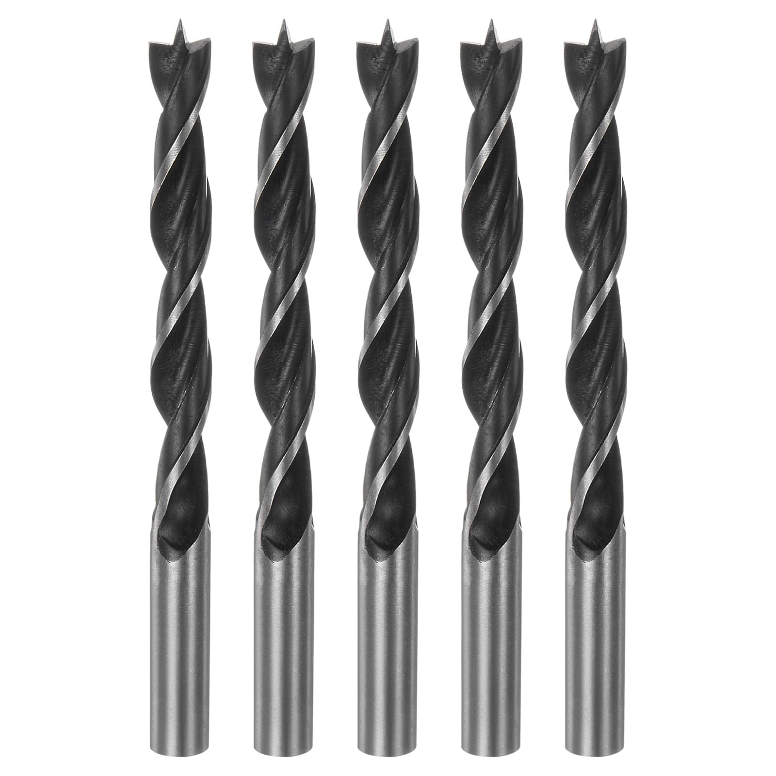 sourcing map 5pcs Brad Point Drill Bits 9.5mm(3/8") Dia Straight Round Shank Drill Metric Brad Point 1.26" Drilling Depth Spiral Twist Drill Bits for Carpenter Woodworking Plastic Rubber