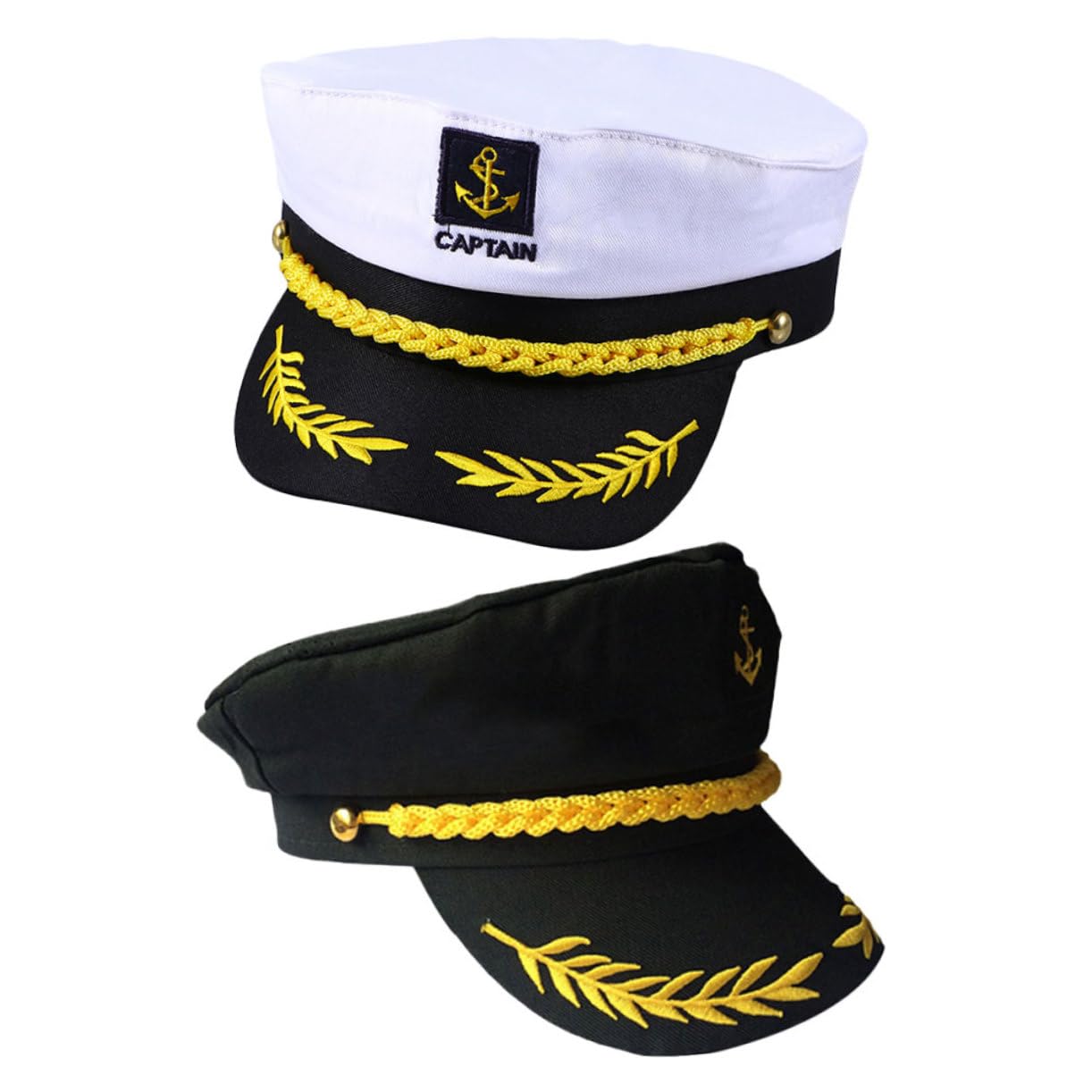 Ciieeo 4 Stück Verstellbare Kapitänsmütze Weiß und Schwarz Matrosen Yacht Hut Sonnenhut für Cosplay Hochzeiten Partys
