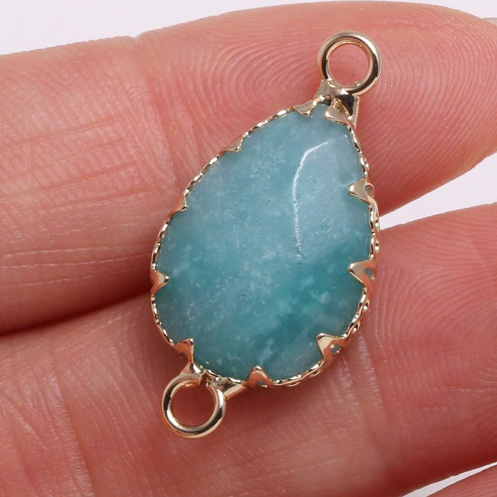 LHJ 10Pcs Water Drop Shape Natural Stone Connectors Faceted Random Healing Energy Crystal Agate Pendant Charms for Jewelry Making Necklace Bracelet - Image 5