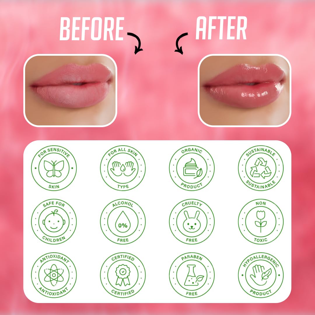 Bee & Beauty Moisturizing Lip Serum Roll On - 5ml | With Aromatic Coffee Infusion | Nourishes, Hydrates and Gently Exfoliates | For Men and Women | Natural Pink Lip Roll On For Daily Lip Care 3