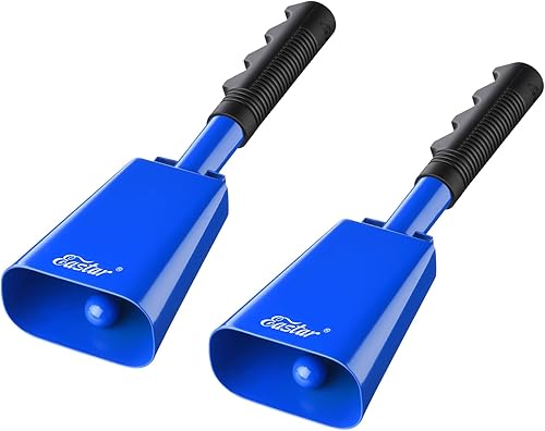 Miniatura 2 de Eastar Campana de vaca con asa, paquete de 2 cencerros para eventos deportivos, campanas de 10 pulgadas para juegos de fútbol, estadios, regalos de