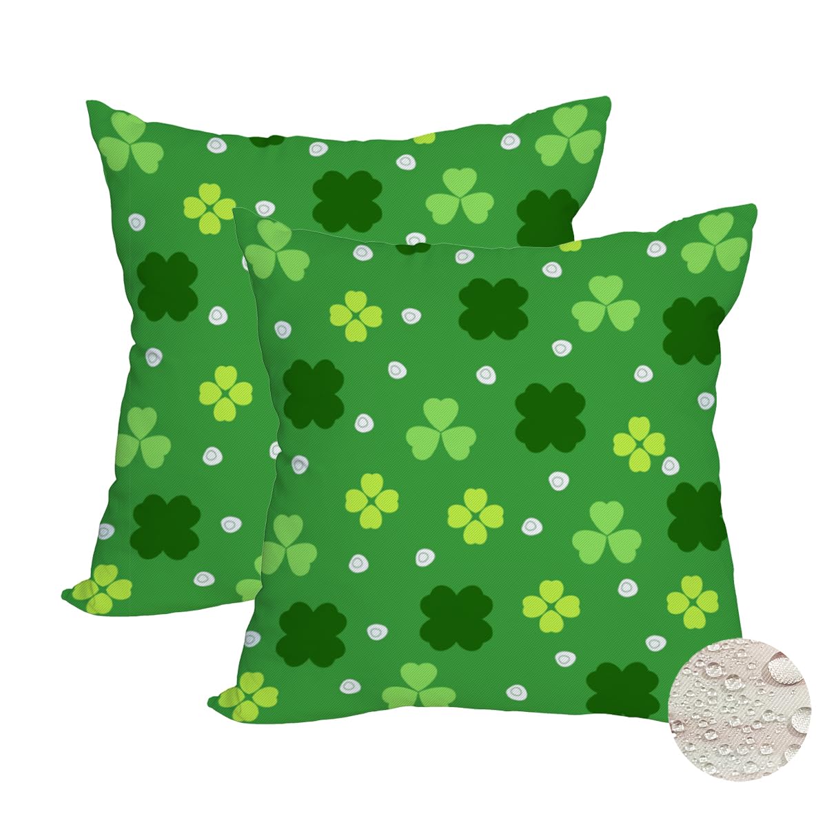 Fukeen 2 Pack Waterproof St Patrick’s Day Pillow Covers 24x24 Inch Lucky Clover Shamrocks Green Leaves Holiday Throw Pillow Cases Spring Farmhouse