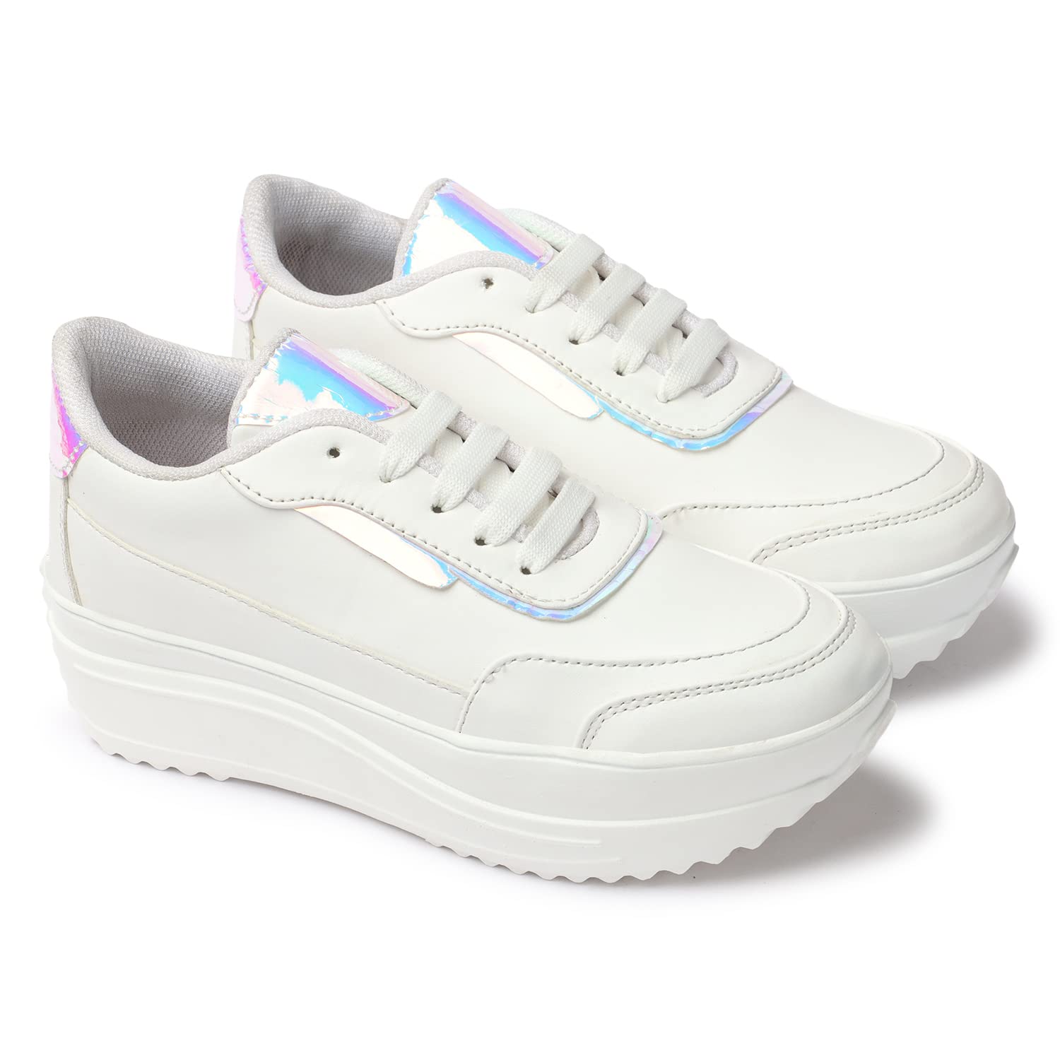HimQuen Womens Solid Shoes High Bottom with Lace (White Size 40, UK7) (B0C2CT1CD9) Amazon Price History, Amazon Price Tracker
