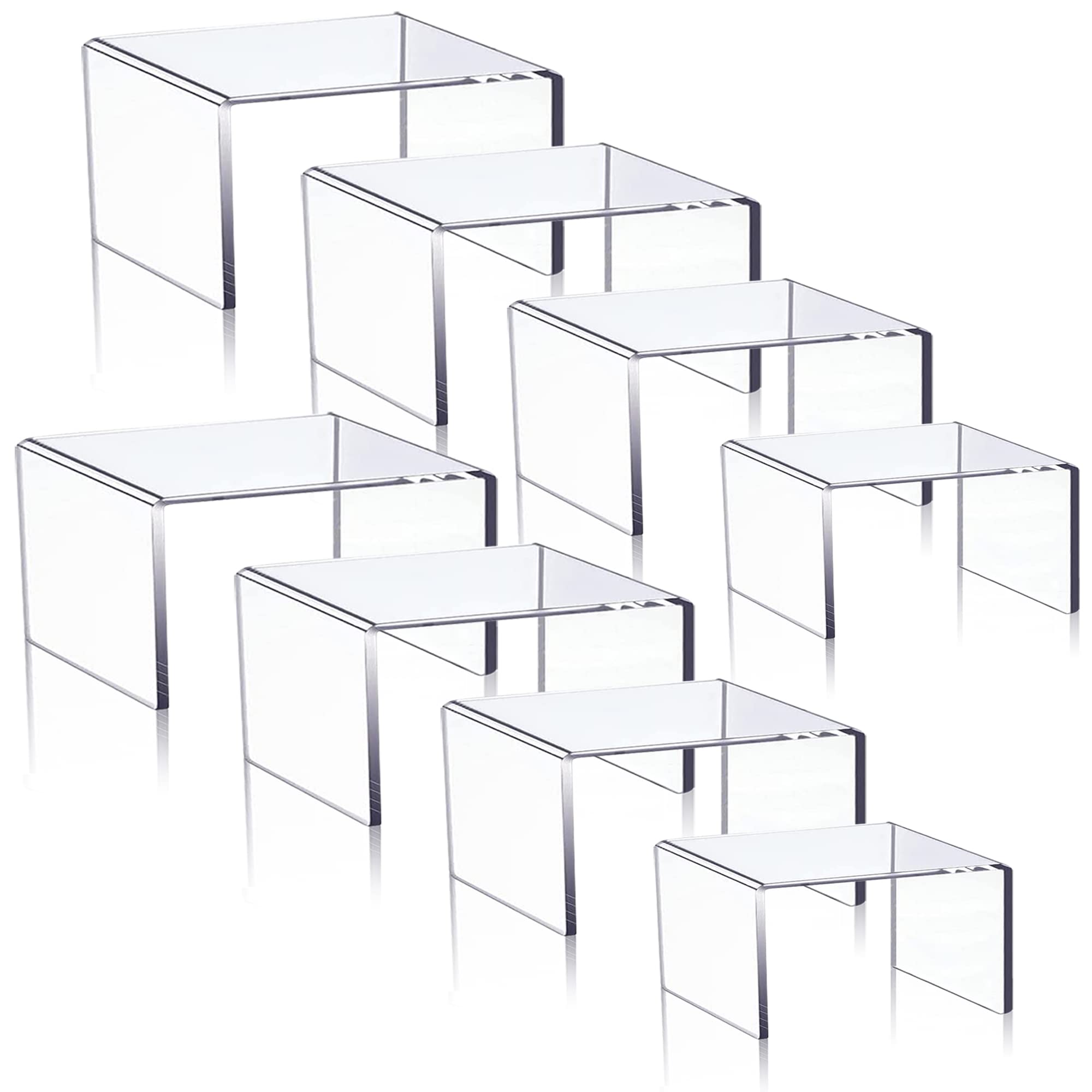 Set of 8 Clear Acrylic Display Risers Cupcakes Holder Sweet Stand Display Transparent Showcase Stands, Candy Bar Risers, Acrylic Lifts Display for Figures