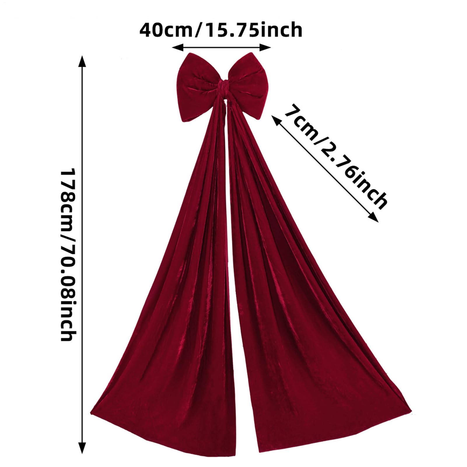Weihnachtsbaum Spitzenschleife 177,8x39,9 cm Samt Weihnachtsdekoration | Große Rote Schleifen Für Den Weihnachtsbaum Für Innen- Und Außenbereich, Haus, Auto, Wand, Raum, Fenster, Party Und Hochzei