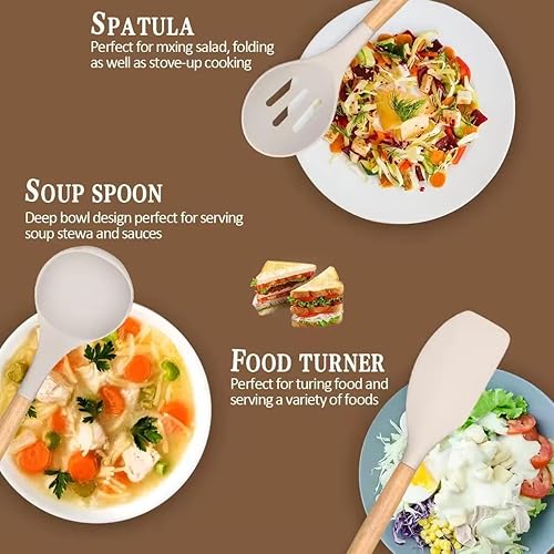 Miniatura 5 de Juego de utensilios de cocina de silicona de 34 piezas, juego de utensilios de cocina de silicona con 10 ganchos, batidores de huevos, soportes de