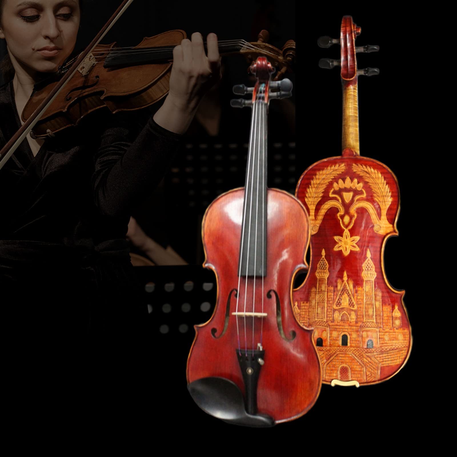 Handcarved 4/4 Violino Violino Eureopean Violino Strumento Musicale Aperto Chiaro Tono Corde Set di Strumenti Violini per Studenti