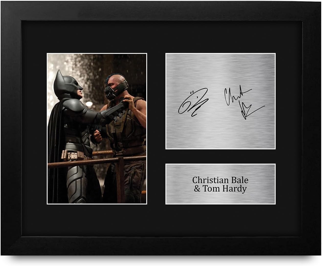 HWC Trading Christian Bale & Tom Hardy The Dark Knight Batman & Bane 16 x 12 inch (A3) Printed Gifts Signed Autograph Picture for Movie Memorabilia Fans - 16" x 12" Framed
