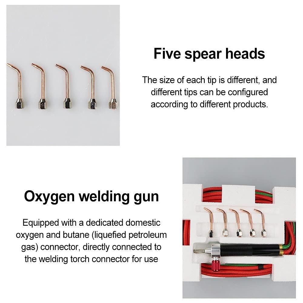 Mini pistola de soldadura de gas, antorcha de soldadura de oxígeno, kit de antorcha de oxígeno con 5 puntas para reparación de joyas