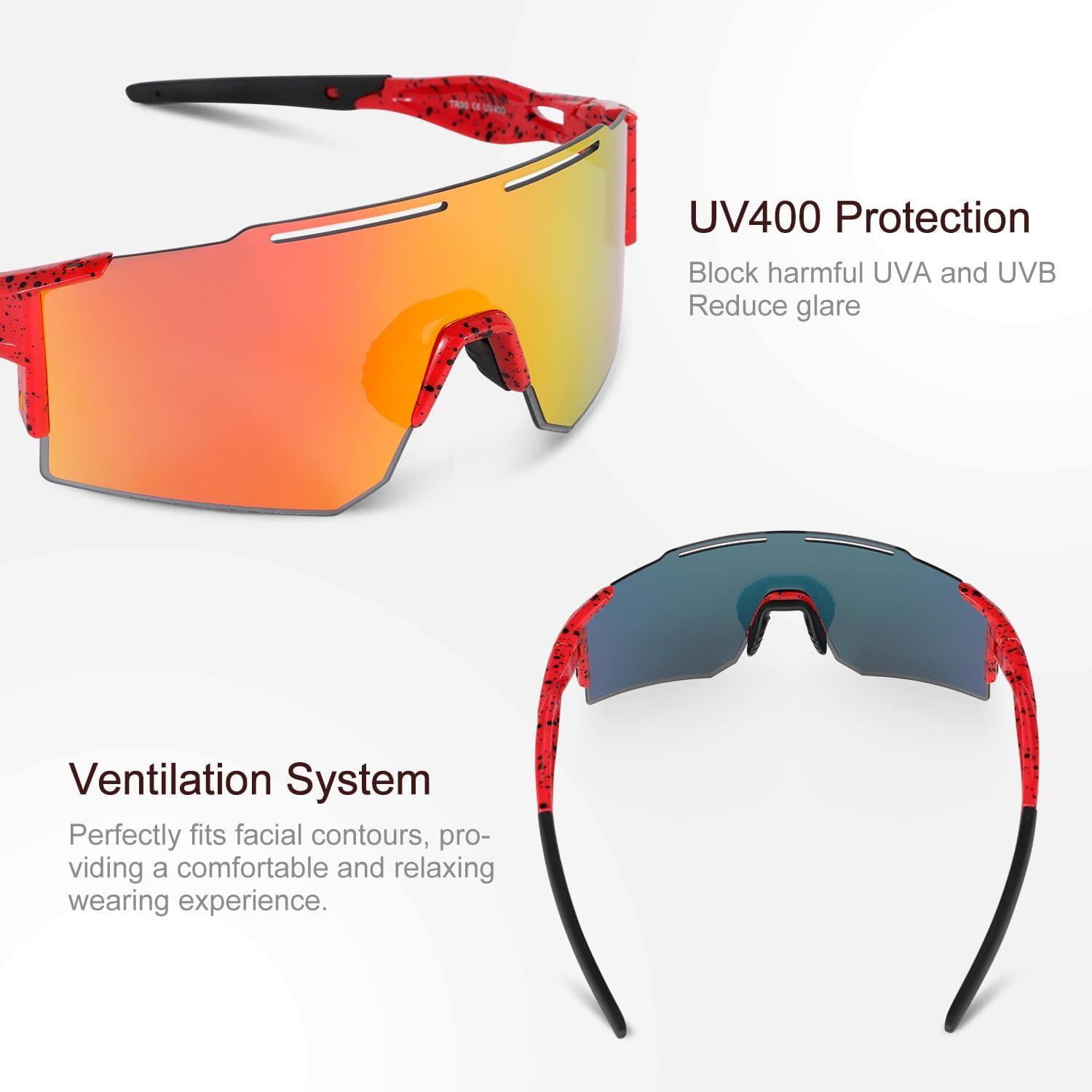 IX INOXTO Sports Sunglasses for Men Women Cycling Sunglasses Lightweight TR90 Frame UV400 Protection Goggles for Baseball Run - Image 7