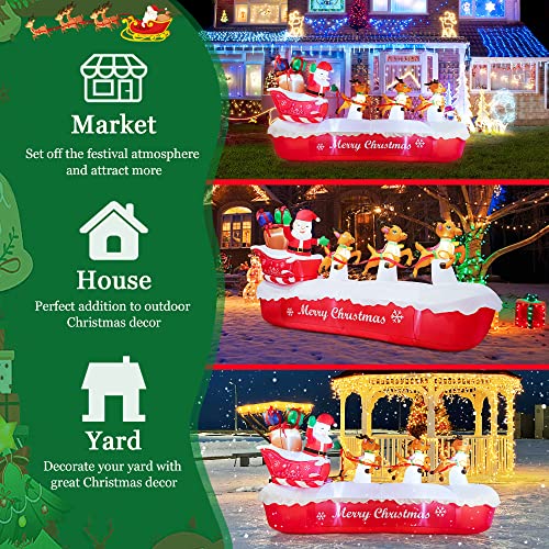 Coolwufan 10 Ft Christmas Inflatables Outdoor Decorations Santa Claus On The Sleigh With Cute Elks, Blow Up Inflatable Yard Decoration Clearance With Lights For Christmas Party, Outdoor, Garden Lawn #TOP3