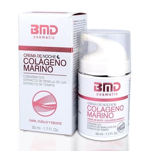 Crema de Noche Facial Hidratante para Mujer - Crema Antiarrugas y Antiedad para Cara con Colágeno Marino, Reparadora y nutritiva - Resultados visibles en 4 semanas- 50 ml