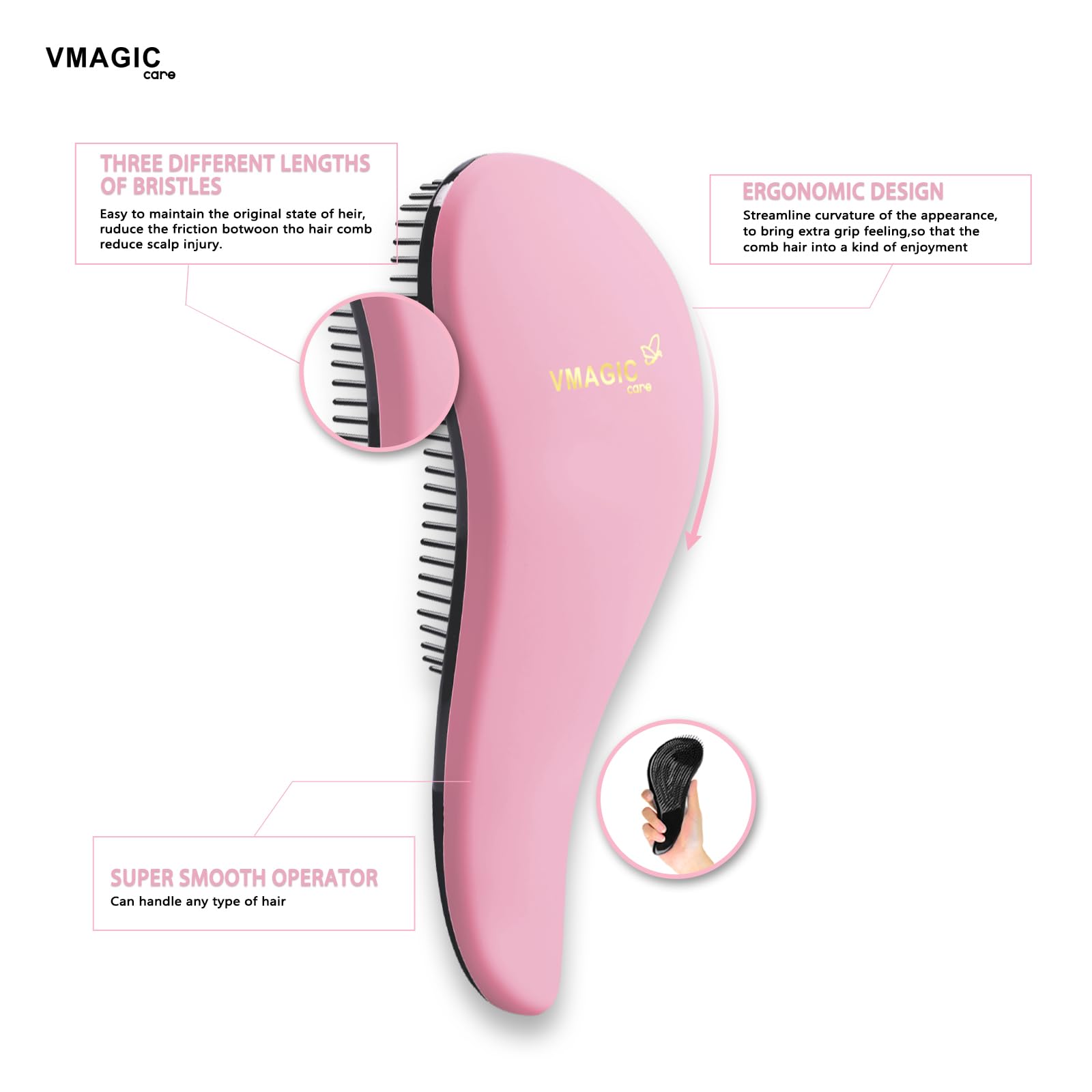 Detangling Brush, glide the Detangler Brush through Tangled hair, Best Comb for Women Girls, Men & Boys - Image 3