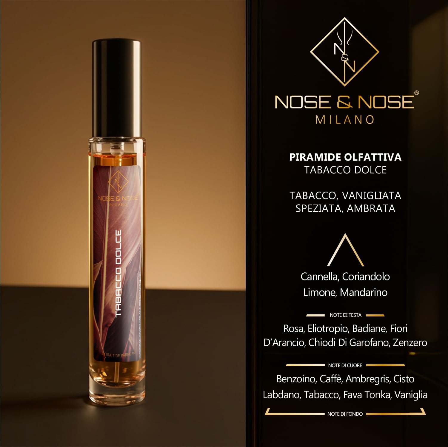 NOSE & NOSE MILANO Tabacco Dolce Profumo Unisex Extrait de Parfum Equivalente e Ispirato Tobacco Vanille - Profumo di Lunga Durata e persistente, Fragranza Intensa con 30% di Essenza Pura 100 ml