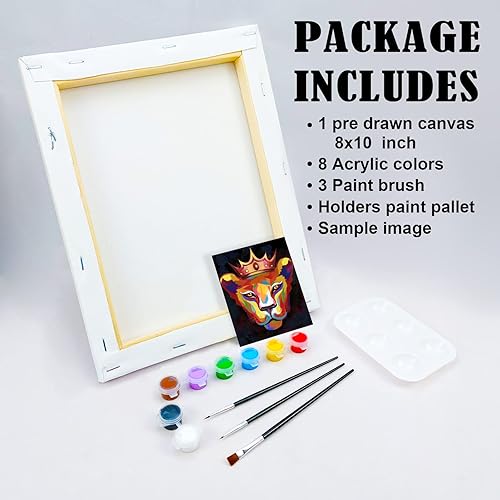 Miniatura 5 de VOCHIC Kit de pintura en lienzo predibujado para pintura para adultos, kits de fiesta de pintura y sorbos, suministros de fiesta de 8 x 10 pulgadas,