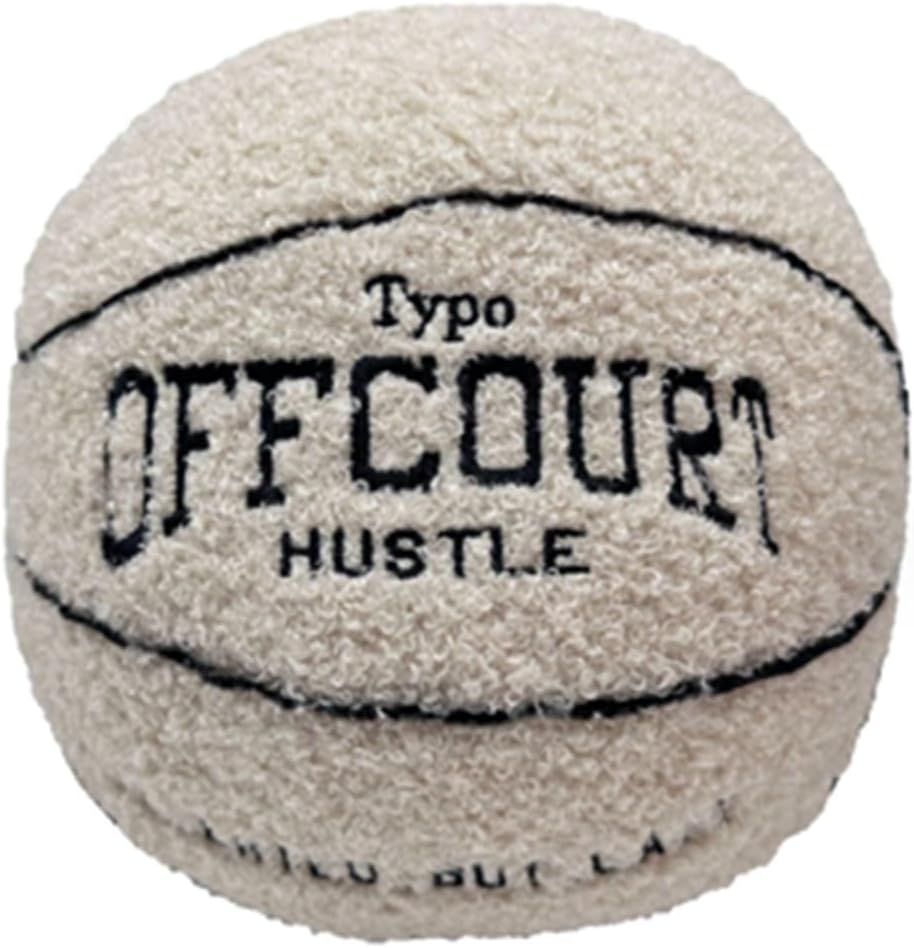 OUKEYI 9.8"/25cm Offcourt Basketball Plush Toy, Soft Basketball Plush Pillow Stuffed Basketball Plush Toy Sofa Ball Pillow Household Stuffed Ball for Fans Boys and Girls All of Age (Beige)
