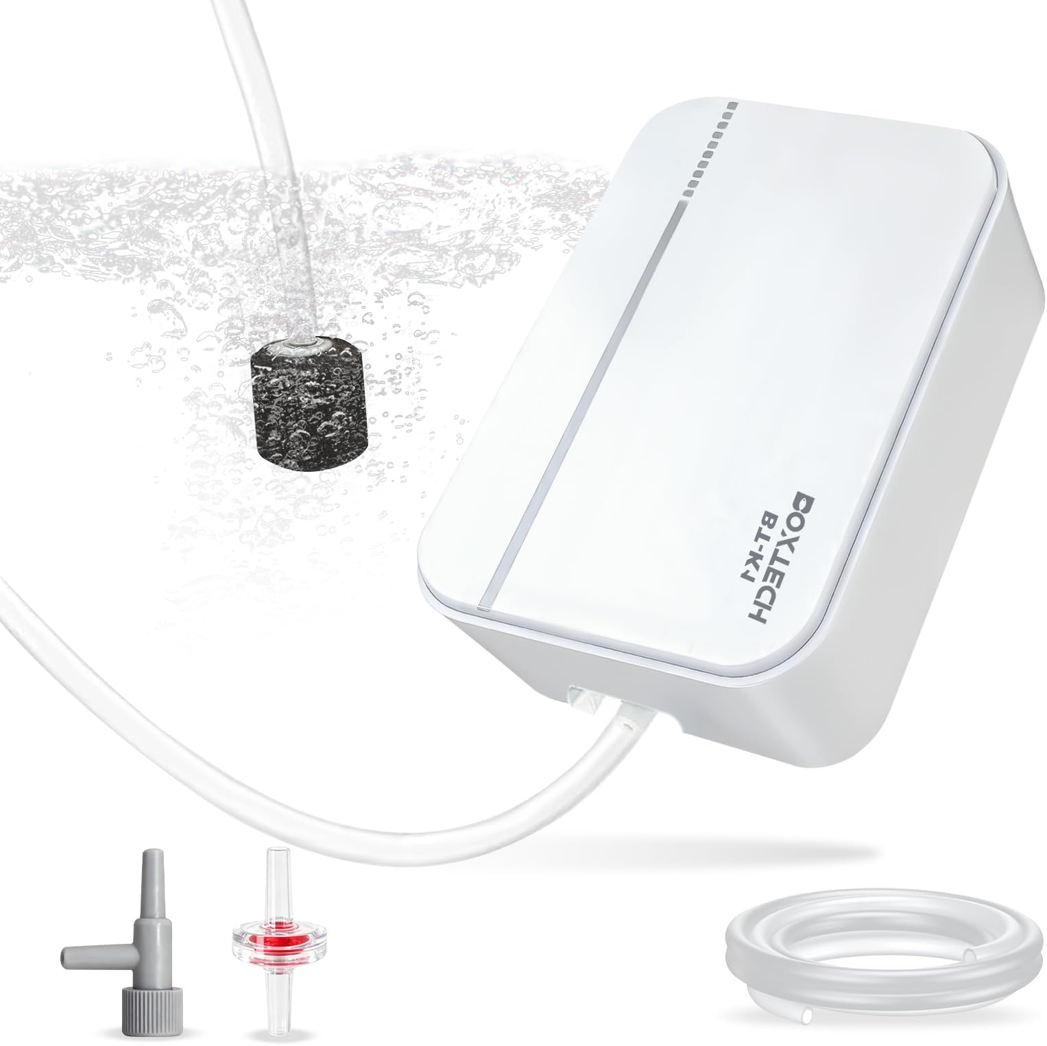 - Fish Tank Air Pump - Ultra-Quiet Aquarium Aerator for Fish with Air Stone, Check Valve, Control Valve and Air Tube for 1 to 30 Gallon Tanks