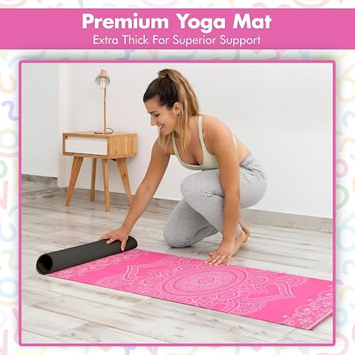 Miniatura 5 de Esterilla de yoga  Esterilla de yoga reversible premium de 0.236 in extra gruesa y grande antideslizante para todo tipo de yoga, pilates y