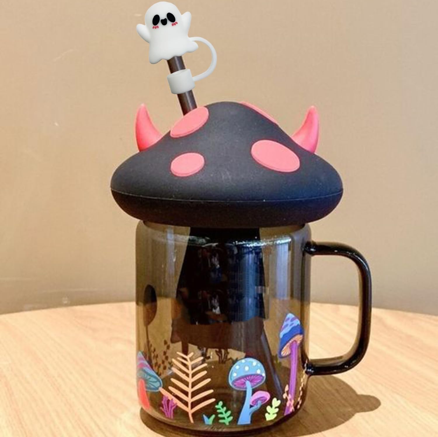 5 Pcs Halloween Silicone Straw Covers for Stanley 30&40 Oz Tumbler, Multicolor (Ghost, Pumpkin, Black Cat), 10mm, Reusable, BPA Free, Leak Proof, Kids, Travel, Outdoor Activities image 3