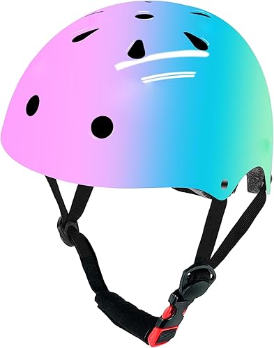 Vista 35 de Casco de bicicleta ajustable para niños pequeños con degradado de color para niños de 3-5-8-14 años + edades, casco de bicicleta para niños de 2 a 4