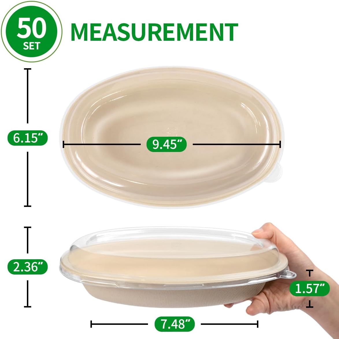 bloomoon 28 oz Oval Disposable Food Containers with Lids 50 Pack,Chipotle Style Bowl Oval with Lid Meal Prep Containers Disposable for Salad,Nacho,Taco,Lunch (50 Bowls 50 Lids)