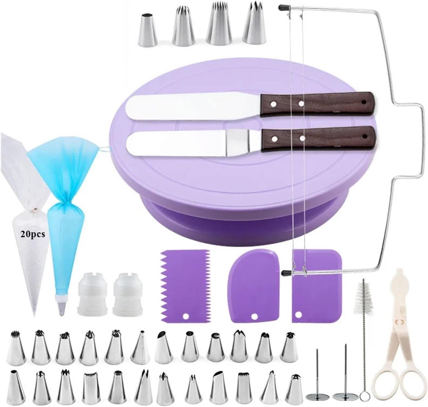 Pastry Turntable Kit Cake Decorating Supplies Baking Tools Accessories Rotating Stand Nozzles For Fondant(Set4)