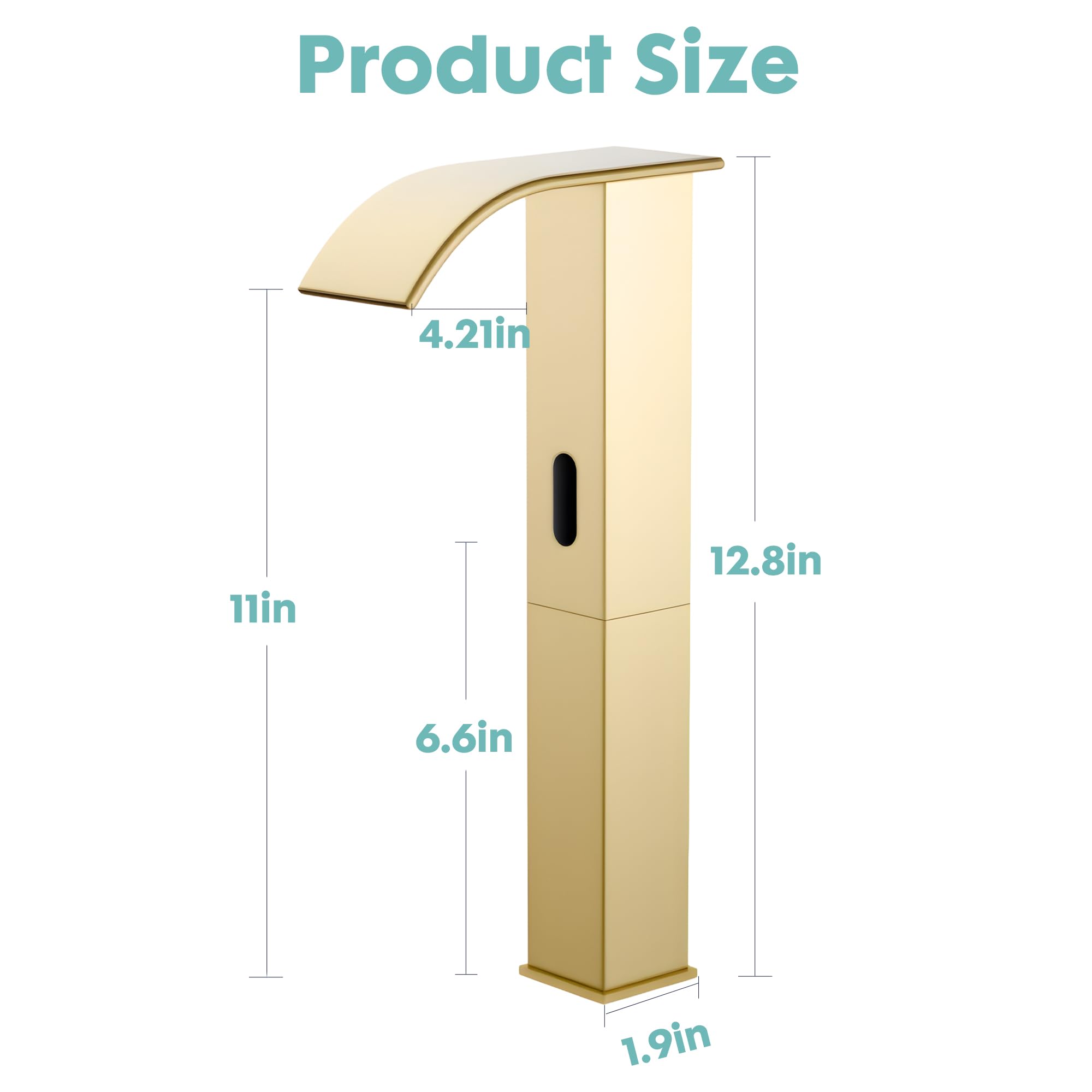 Rubinetto Da Bagno Senza Contatto, Sensore Automatico Per Lavandino, Rubinetto Dorato A Corpo Alto Con Scatola Di Controllo, Rubinetto Moderno A Cascata In Acciaio Inox