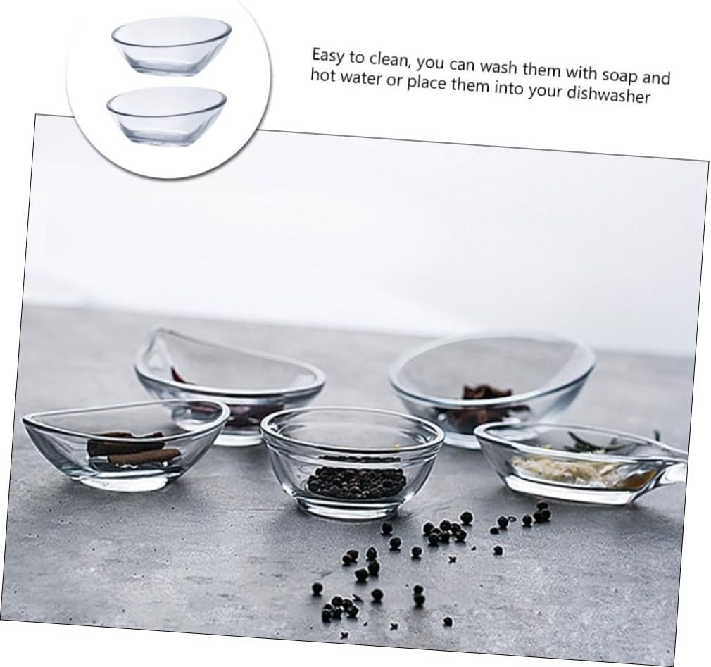 Cabilock 2pcs Transparent Glass Sauce Dishes Seasoning Bowls for Dipping Sauces Elegant Kitchen Accessories for Appetizers Condiments and Side Dishes