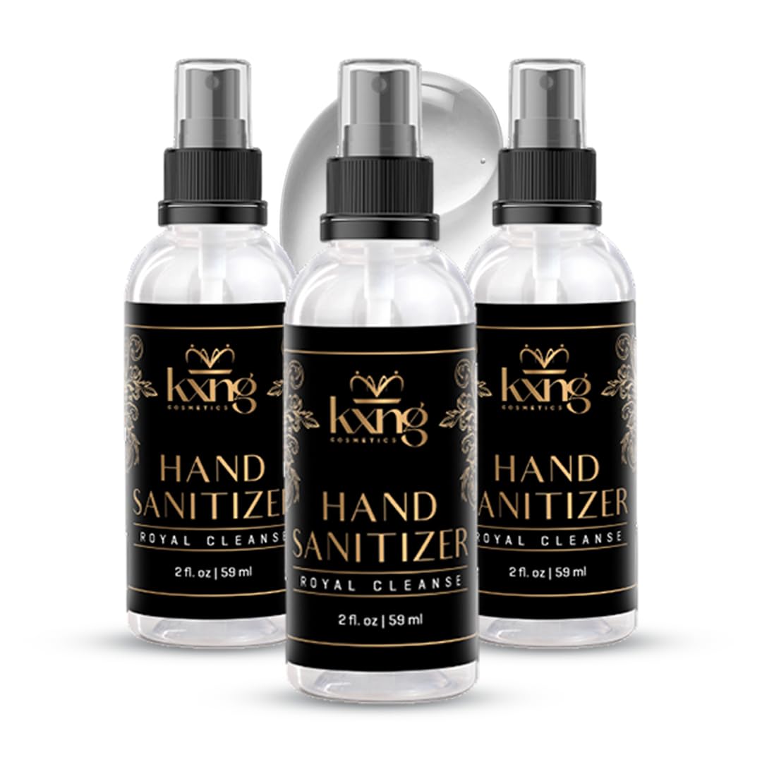 KXNG Cosmetics Travel Size Hand Sanitizer Spray (Pack of 3) | Scented Pocket-Size Mini Hand Sanitizer Spray for On-the-Go Hygiene | Lightweight,