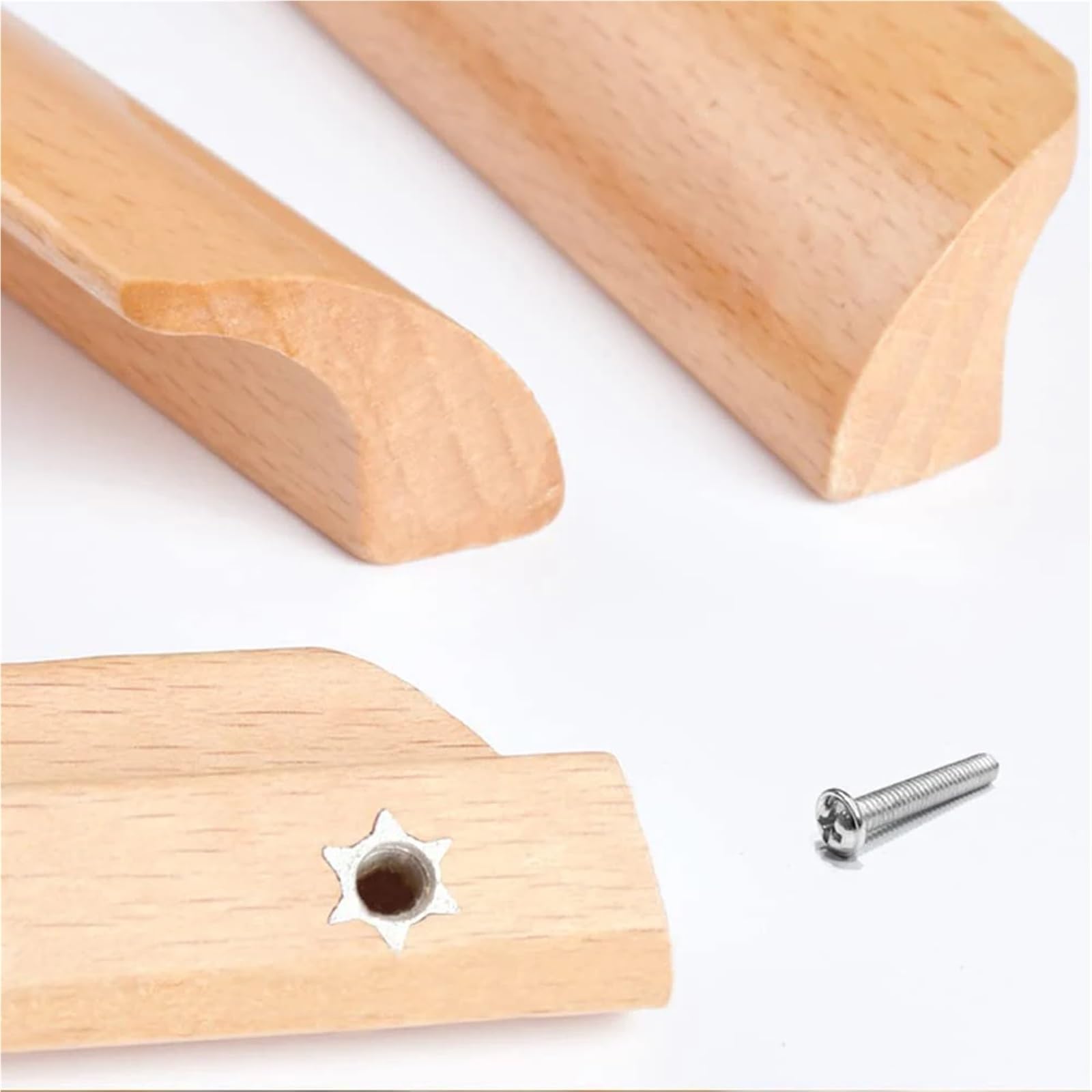 8 maniglie in legno per mobili, cassetti, armadietti, maniglie in legno massello, pomello per armadio (distanza foro 160 mm)