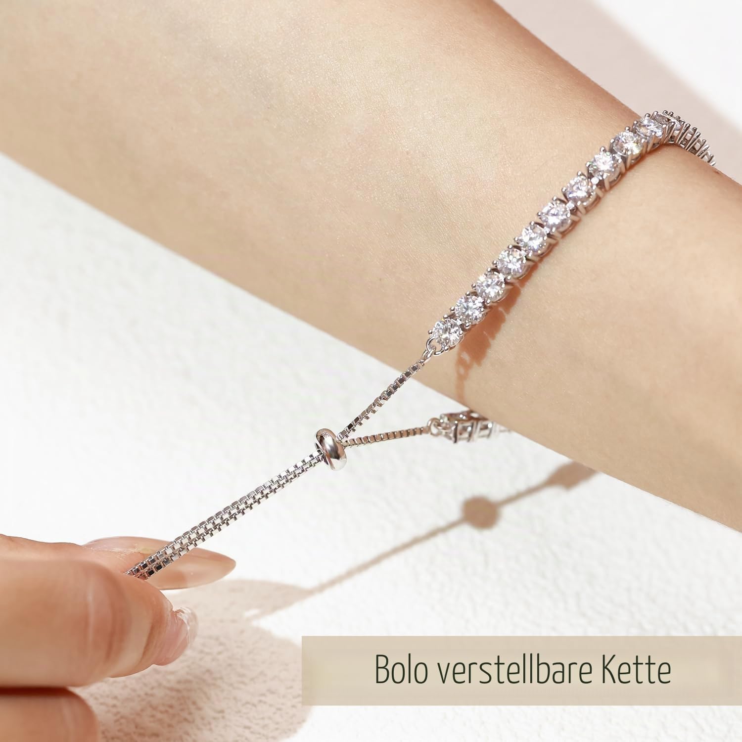 FANCIME Silber Armbnad Damen Tennis Armband mit Geburtsstein, Verstellbares Glitzer Tennis Armband Schmuck Geschenke für Damen Frauen Freundin Ehefrau Mutter