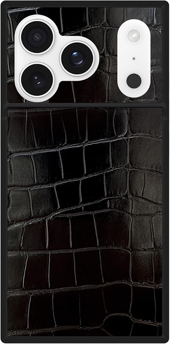 Flaunt Official Square iPhone 17 Pro Case - Black Crocodile | Compatible with MagSafe and Wireless Charging - Stylish Lightweight Case for iPhone 17 Pro - Drop-Tested & Shockproof