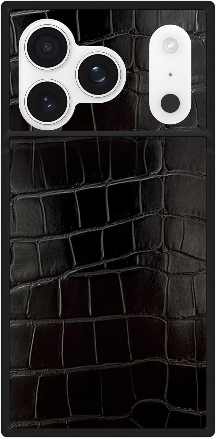 Flaunt Official Square Protective Case - Compatible with iPhone 17 Pro - Compatible with MagSafe & Wireless Charging - Drop-Tested & Shockproof - (Black Crocodile)