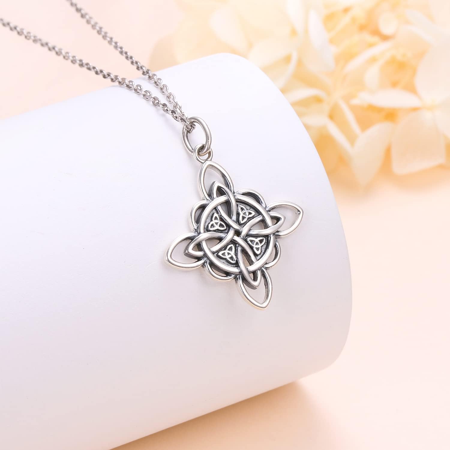 FLYOW 925 Sterling Silver Good Luck Irish Jewelry Celtic Knot Pendant Necklace for Women Birthday Graduation Gift - Image 4