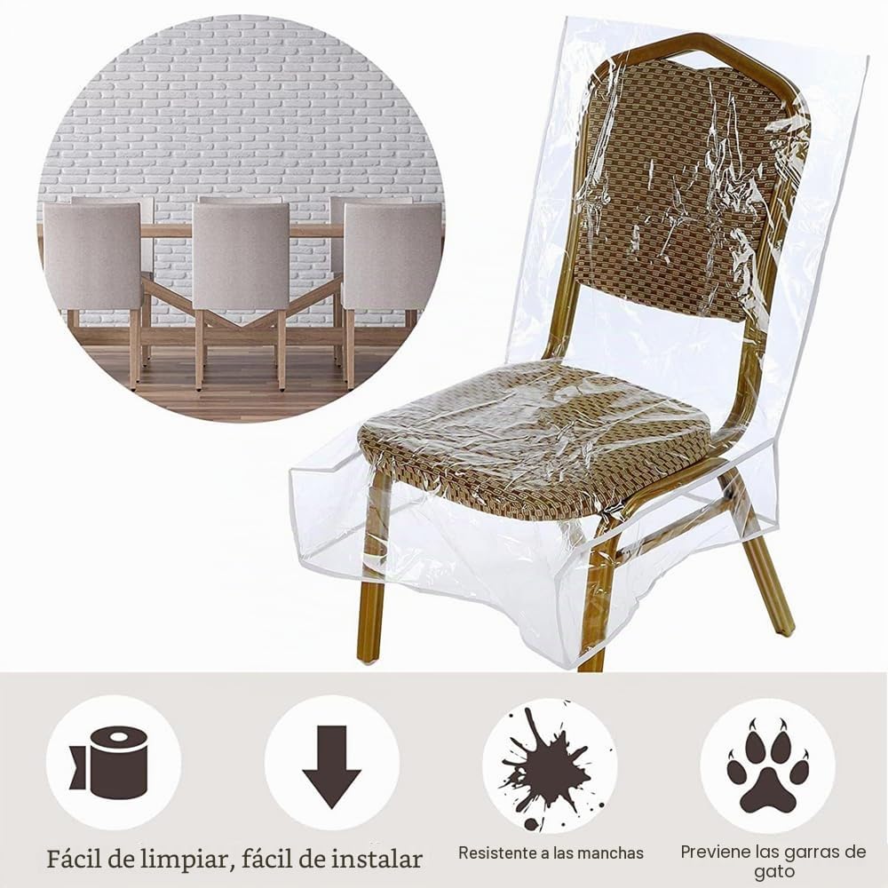 4 fundas de plástico transparente para sillas, protectores de asiento de silla de comedor de PVC transparente, impermeables, protectores reutilizables para sillas de comedor