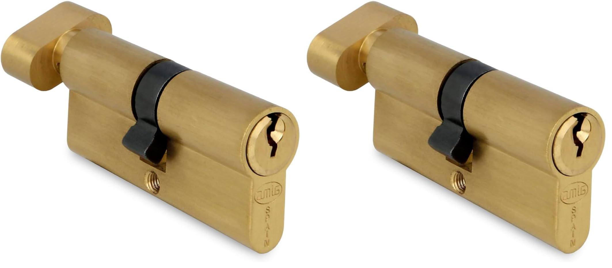 AMIG - Cilindro Serratura di Sicurezza per Porte in Legno - Misura 70 (35-35) mm - 5 Pini - Antiforo - Leva di 15 mm - Include 3 Chiavi in Ottone - Finitura Opaca (Confezione da 2)