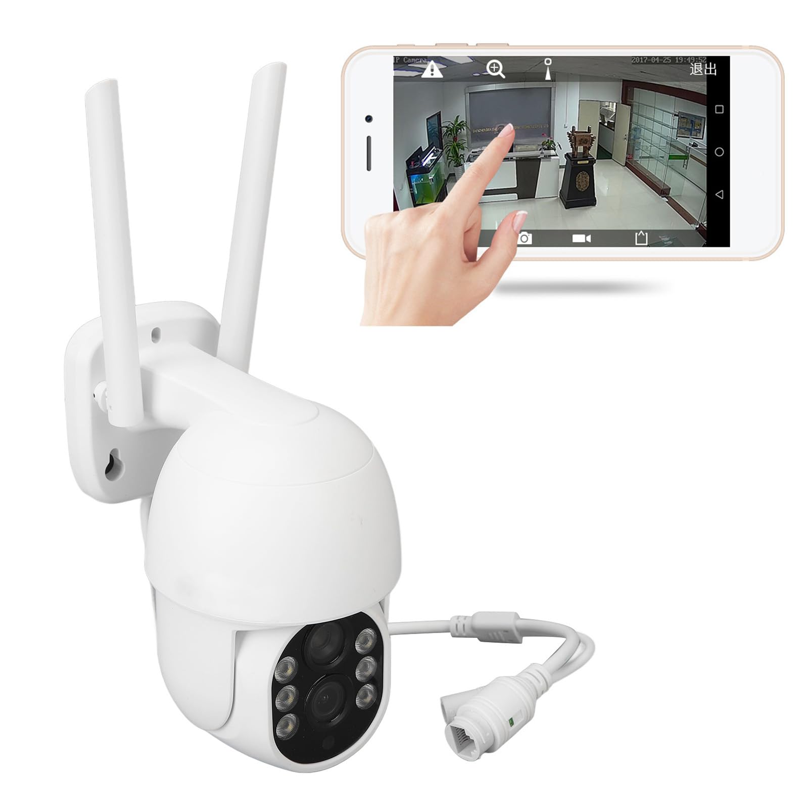Cámara de vigilancia WiFi para exteriores con zoom de doble lente PTZ Cam 350 90 grados giratorio a color visión nocturna 1080P para seguridad del hogar